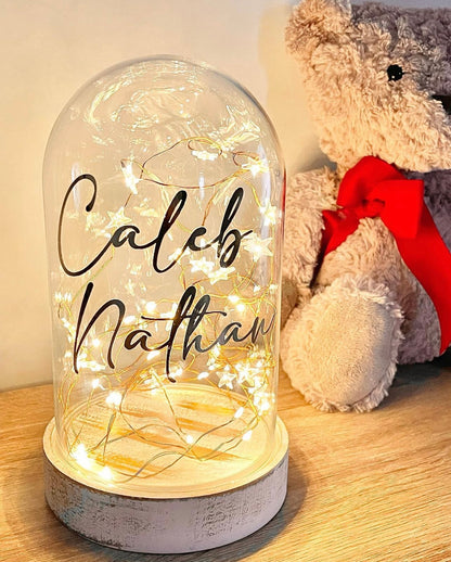 Personalized Glass Dome with Fairy Lights / Night Lamp