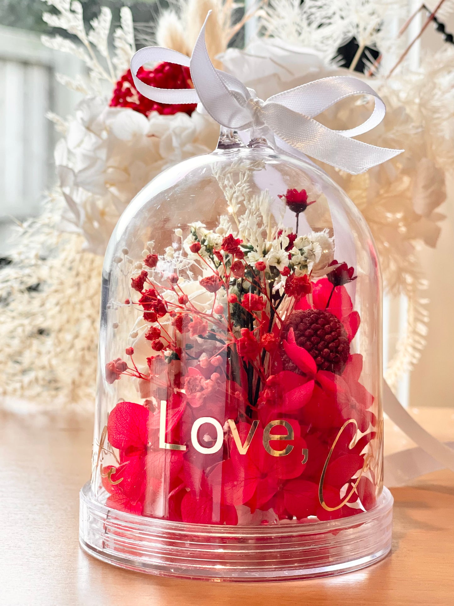 Personalized Dried Flower Christmas Bauble Dome