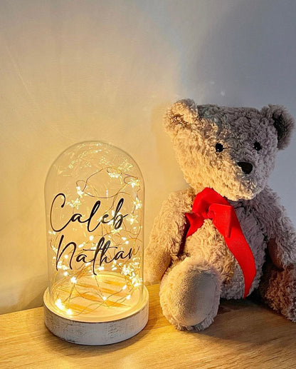 Personalized Glass Dome with Fairy Lights / Night Lamp