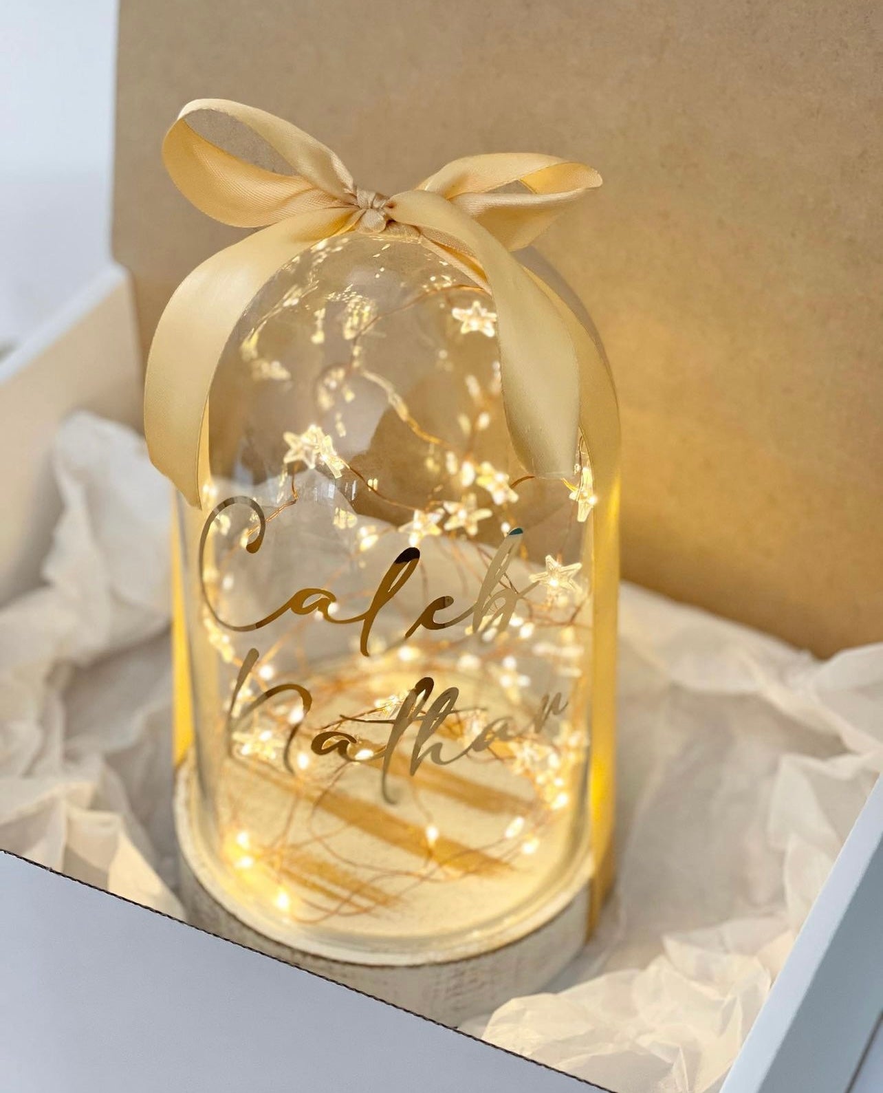 Personalized Glass Dome with Fairy Lights / Night Lamp