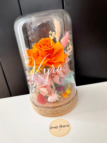 Personalized Dried Flower Dome with Preserved Rose