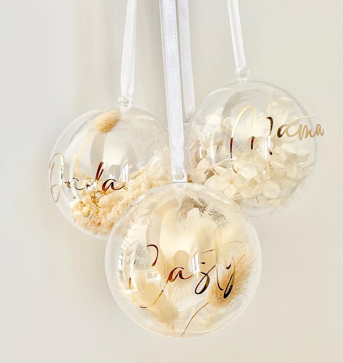 Personalized Dried Flower Christmas Baubles 8cm