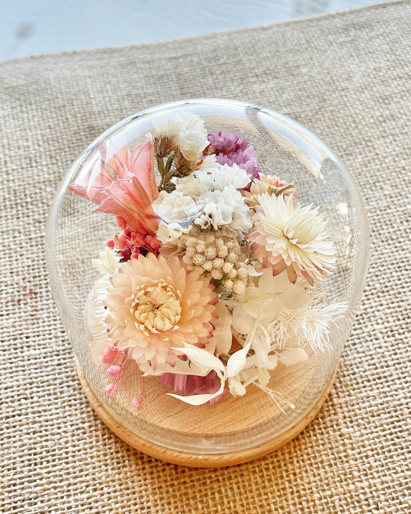 Dried Flower Glass Dome Dainty Blossoms NZ