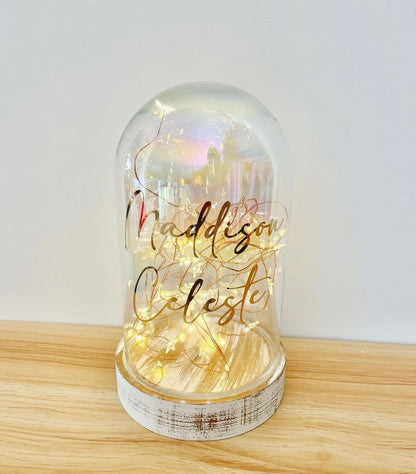 Personalized Glass Dome with Fairy Lights / Night Lamp