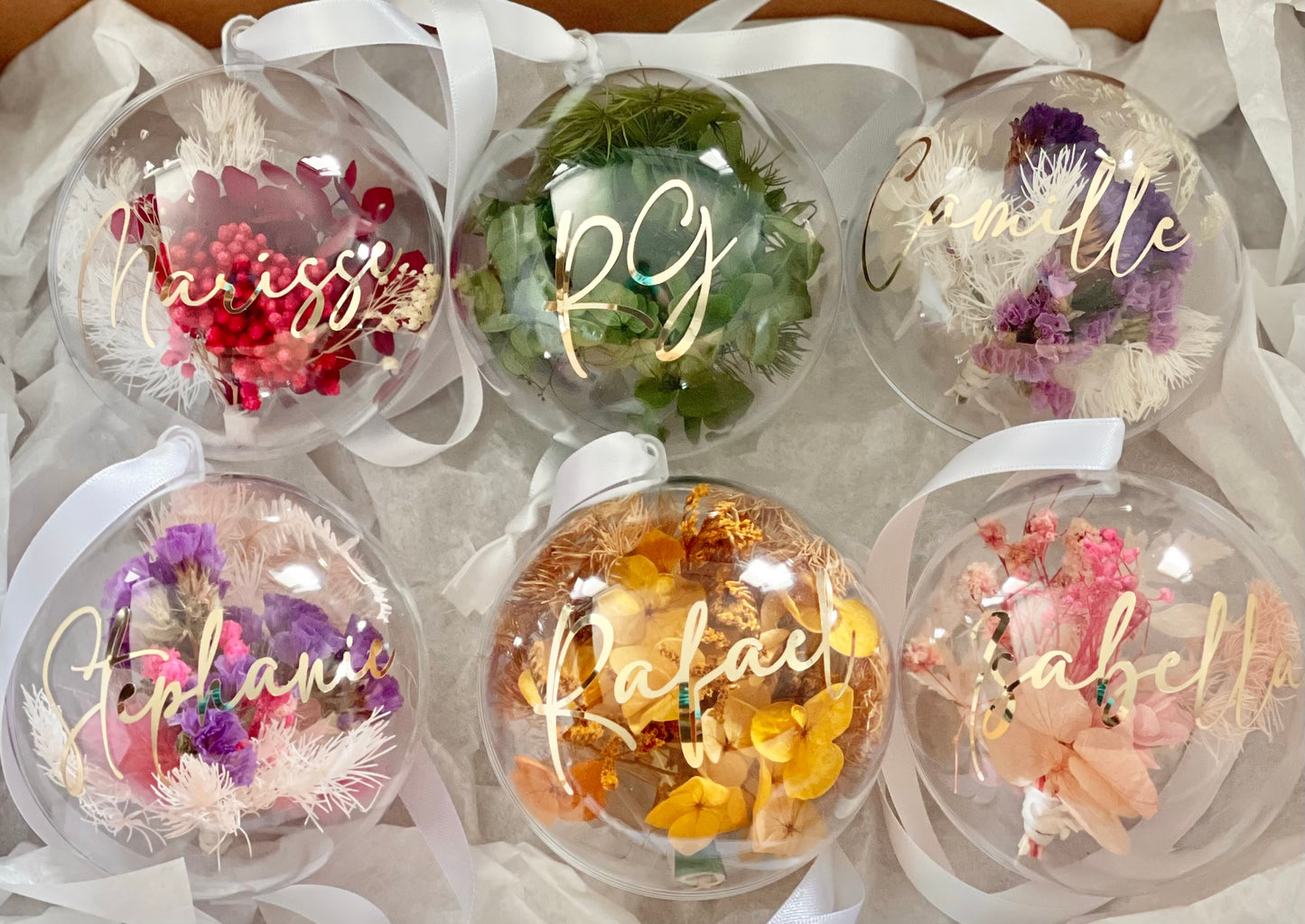 Dried Flower Christmas Baubles 8cm